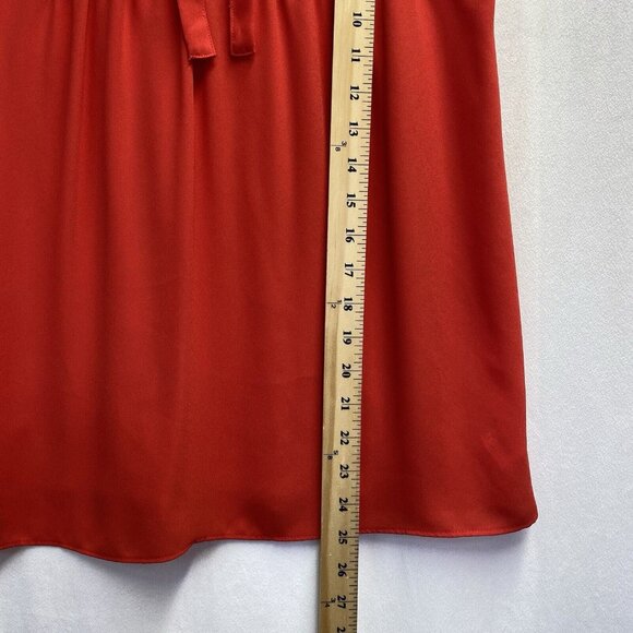 LOFT Sleeveless Round Neck Tank Top Women Medium Red Semi-Sheer Keyhole Back - Picture 4 of 11